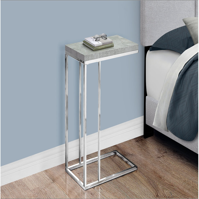 Table d'appoint, en forme de C, bout, côté, collation, salon, chambre à coucher, stratifié, métal chromé, contemporain, moderne