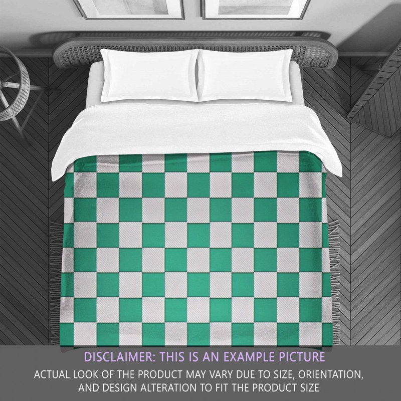 Polyester Comforter, Twin Comforter, Green/Silver Checkered