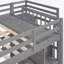 Lit double superposé double au-dessus de simple et simple, lit superposé triple en bois avec tiroirs et garde-corps, gris (ANCIEN SKU: LT000443AAE-1)