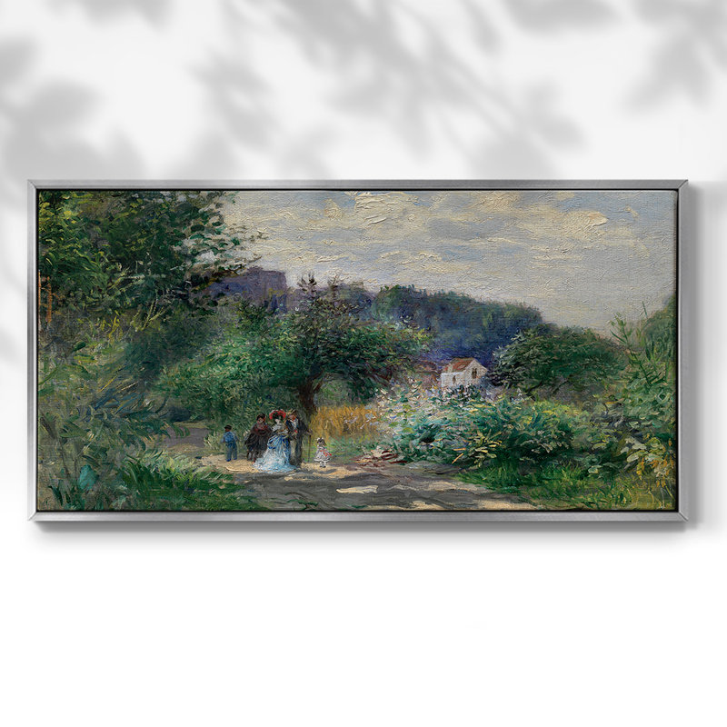 A Road in Louveciennes- Toile tendue avec châssis tendue, prête à être accrochée, H 17 po x l 33 po, Argent argent