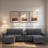 Modern U-shaped Sectional With Movable Storage Ottomans, Multifunctional Console, Bluetooth Speakers And Led Lights-1902219210