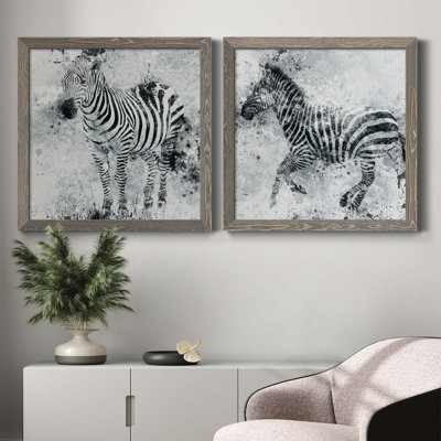 Zèbre I - ensemble de 2 peintures sur toile encadrées