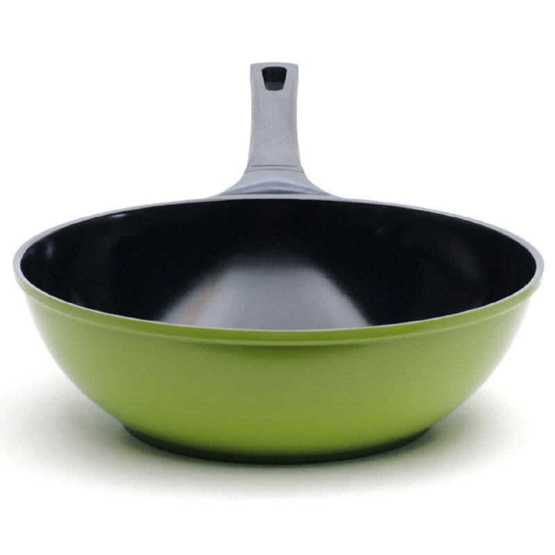 Green Ceramic Wok by Ozeri, with Smooth Ceramic Non-Stick Coating, 12" x 12"