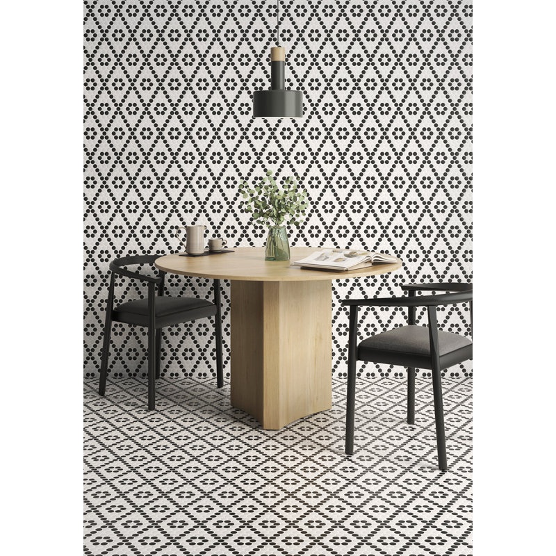 Matte Black & White Penny Round Mosaic 9x10 Porcelain Tile for Kitchen Backsplash & Bathroom tile (Set of 20), Black/White 1