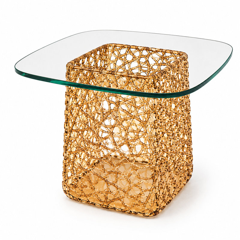 Table basse moderne en verre trempé Dieu, Rose pastel