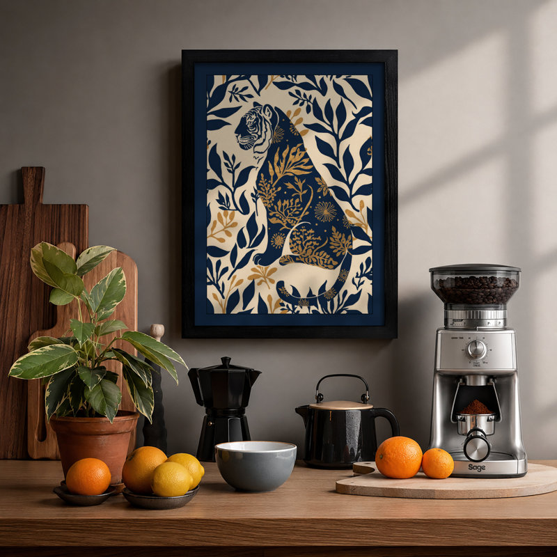 Ornamental Peacock Boho - Framed Print, A3 - 42.0 x 29.7 cm, Black