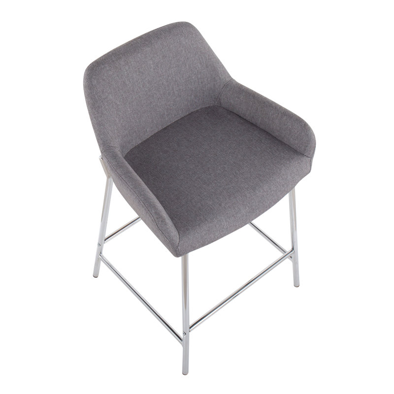 Cassiopeia Upholstered Counter Stool with Metal Frame, Charcoal Polyester Blend/Black, Counter Stool (24.5" Seat Height)