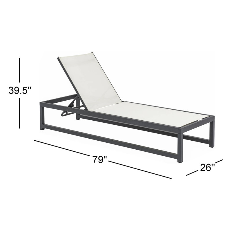 Chaise longue inclinable Bupleurum Matterson, Crème, crème, Gris