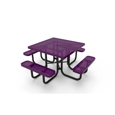 COATEDOUTDOORFURNITURE 46In Square Picnic Table, Punched, Burgundy