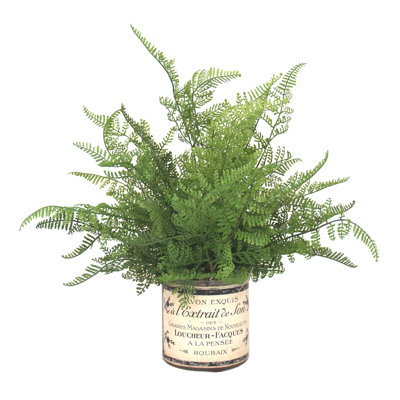 Faux Fern Plant in Glass Vase