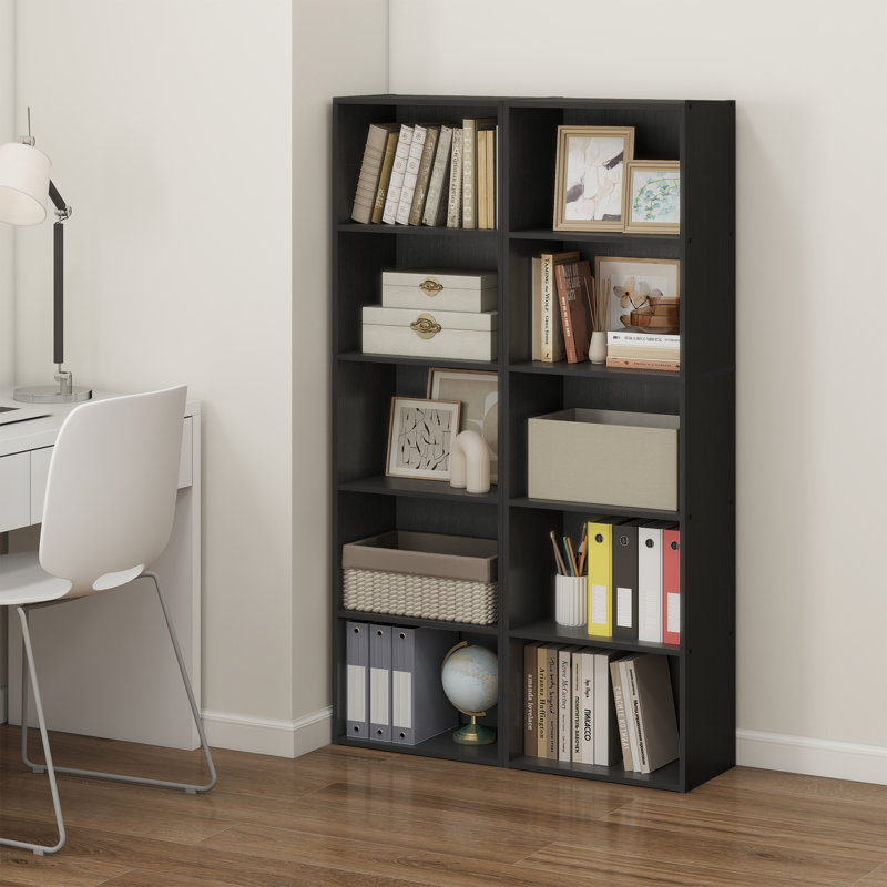  Bibliothèque réversible Luder, Noir, noir, noir, noir, (5 tablettes) H 52 po x l 15,8 po x P 9,4 po