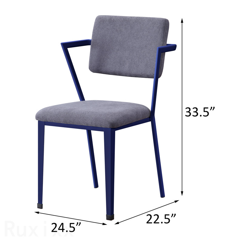 Gray & Blue Open Back Upholstered Office Chair, Blue