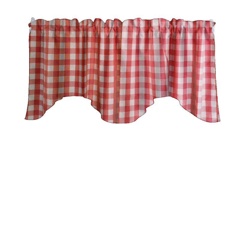 Cantonnière festonnée à carreaux Gingham, Rouge