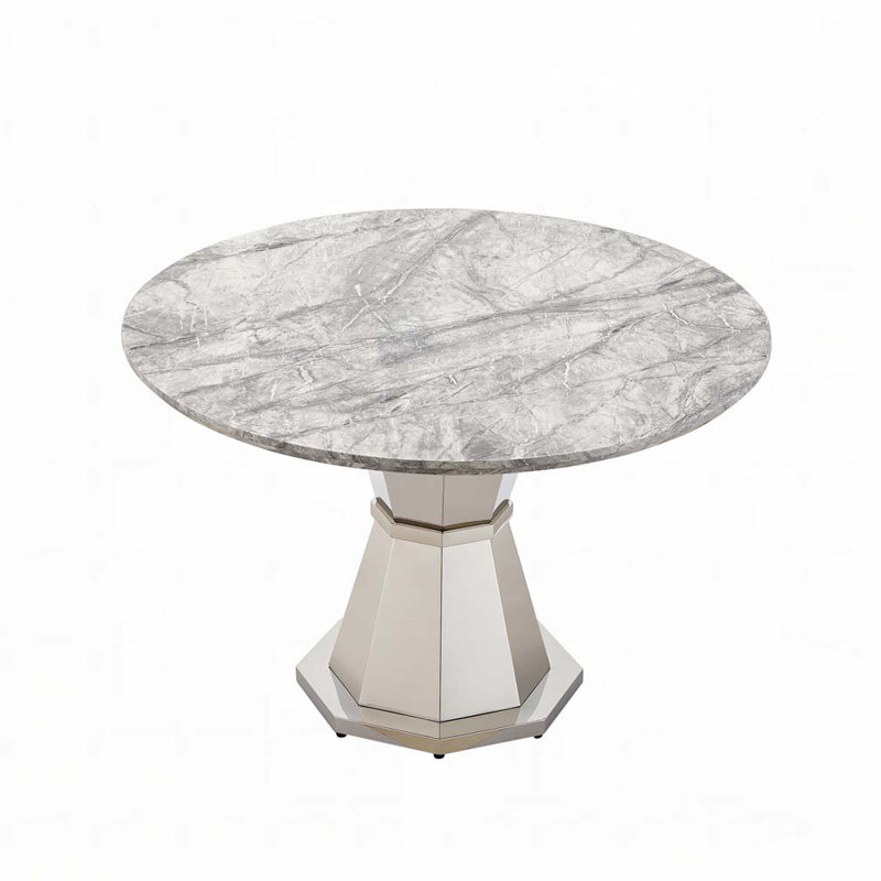 47" Round Dining Table, Silver, Gray