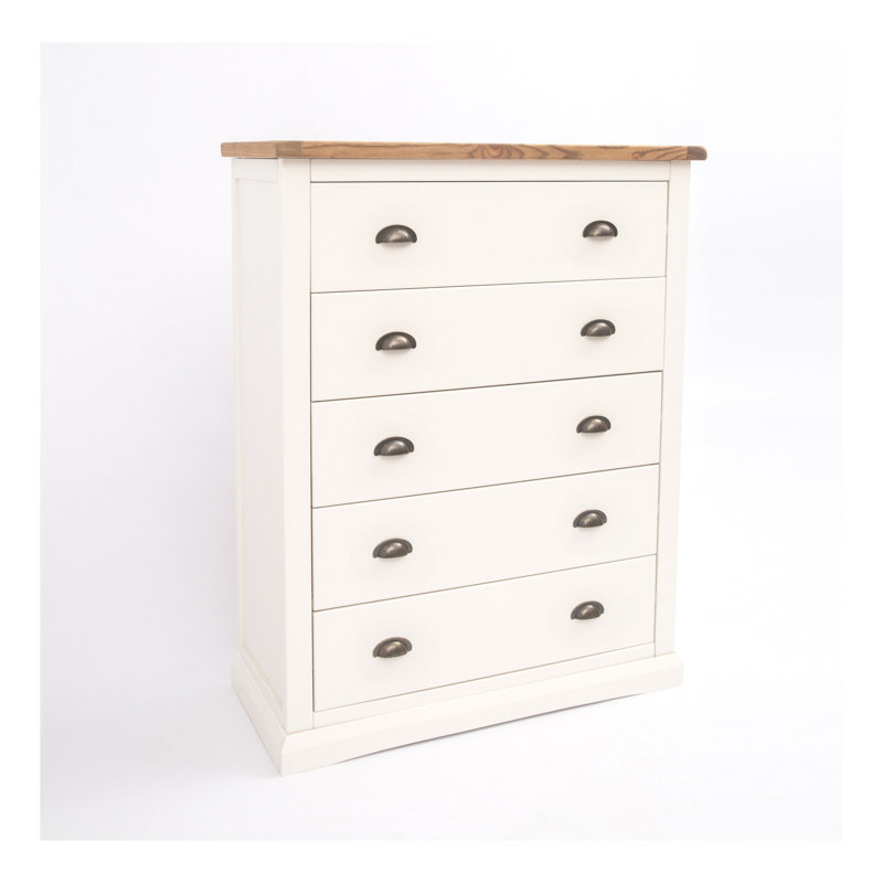 90cm W 5 - Drawer Chest of Drawers, Off White