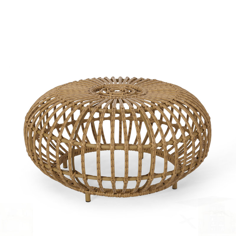 Table basse en faux rotin tissé à la main pour une utilisation intérieure et extérieure