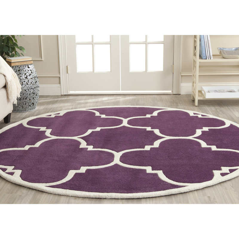 Carolene Hand Tufted Wool Geometric Rug, Round 7'