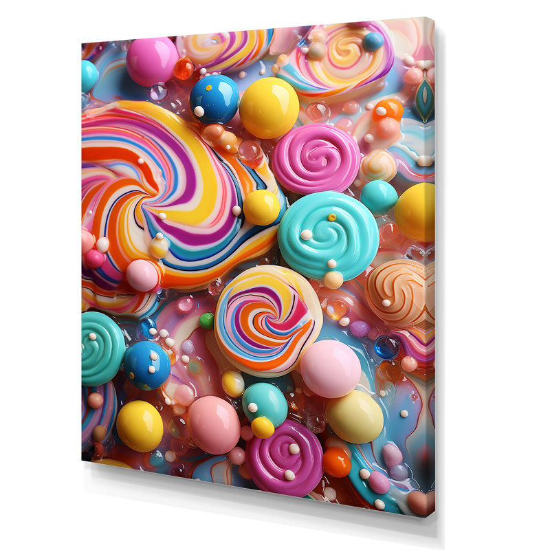 Coloré, bonbon sucré, élégance - art mural Pop Art, Toile tendue, H 40 po x l 30 po x P 1,5 po