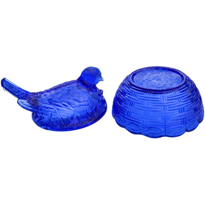 Mid 20th Century Handblown Blue Americana Glass Bird-figurine Centerpiece
