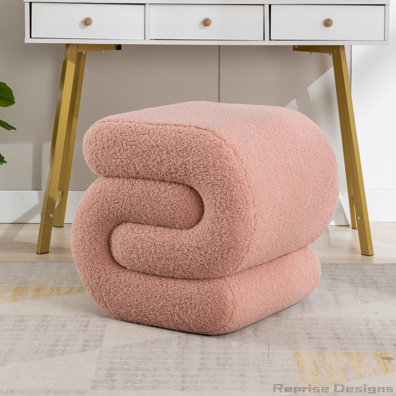 S-shape Ottoman Makeup Stool Footstool, Dark Pink