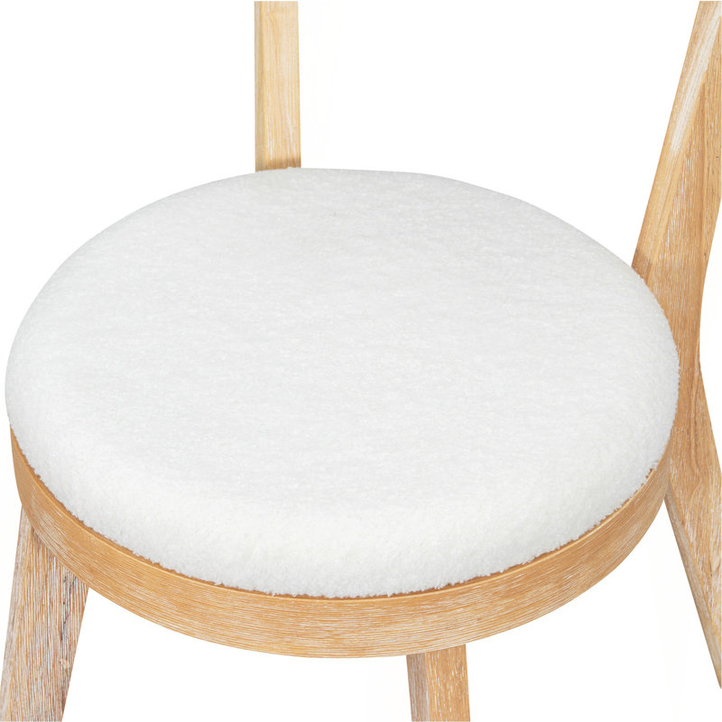 Ensemble de 2 chaises de salle à manger rembourrées modernes, bois d'hévéa, naturel et beige
