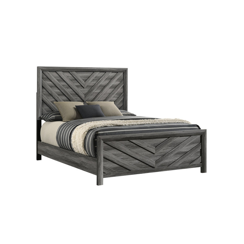 Lit simple contemporain gris avec un support de matelas confortable, un lit élégant, rehaussant le décor et la fonctionnalité de la chambre à coucher