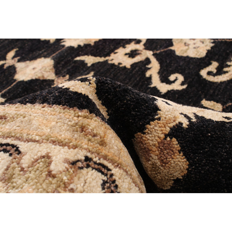 Tapis noir Peshawar Oushak 4 pi 2 po x 6 pi 0 po