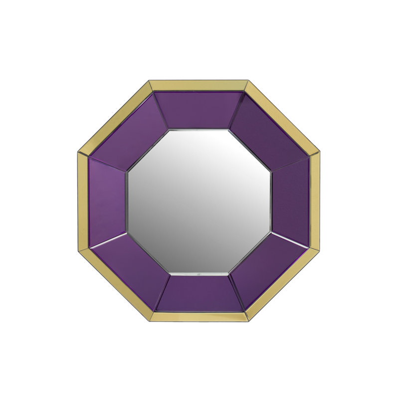 Glass Octagon Mirror, Purple/Yellow