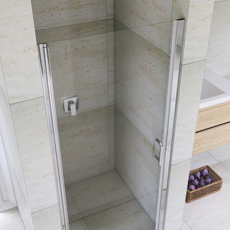 34"W X 72" H Pivot Semi-Frameless Shower Door in Chrome Finish, Chrome