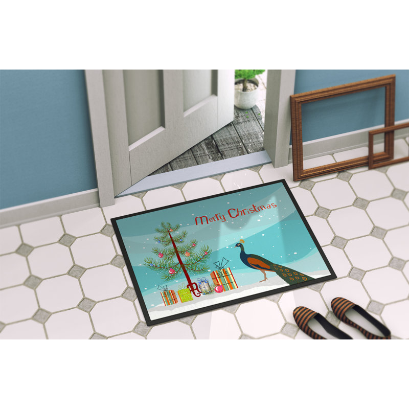 Lea Non-Slip Christmas Outdoor Doormat, 0.25" H x 27" W x 18" D