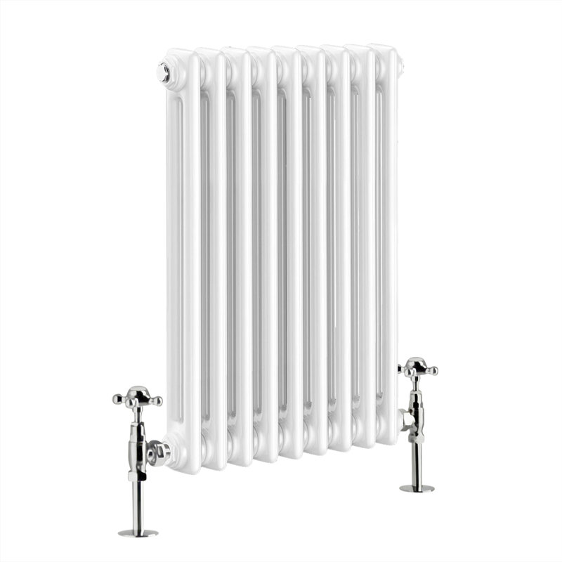 Valda Vertical Traditional 2 Column Designer Radiator, White, 60cm H x 42.5cm W