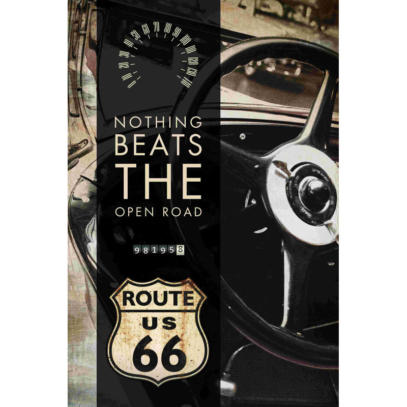 Route 66 - impression sur toile tendue, H 18 po x l 12 po