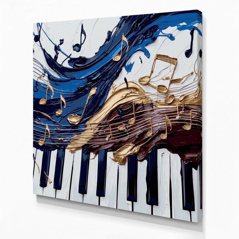 «Music Piano Gray», art mural sur toile, H 32 po x l 32 po