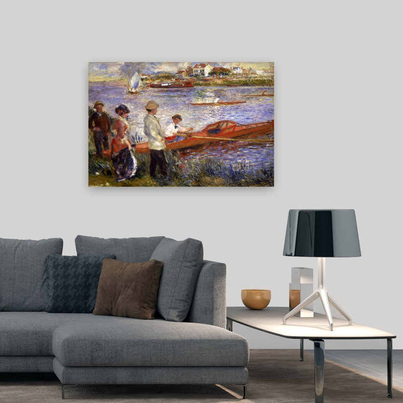 Oarsmen At Chatou, 1879 Classic Contemporary Violet Coastal Wall Art Print by Pierre-Auguste Renoir - 1 Piece Wrapped Canvas Wall Art