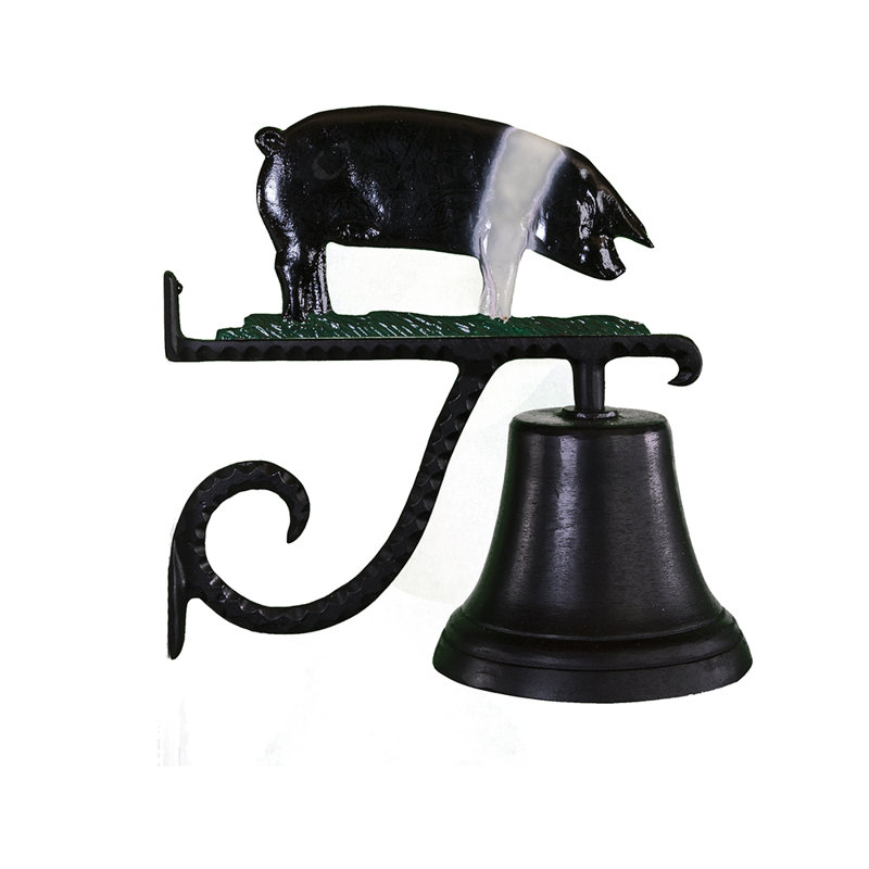 Cast Weather Resistant Metal Animals Bell, Black/White