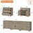 Large Buffet Cabinet With 7 Drawers And 2 Doors, Vintage Wood Grain Design, Farmhouse Coffee Bar With Storage, Morden Sideboard Cabinet For Dinning Room, Kitchen, And Living Room, Wash Grey, 101 "