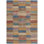 8' X 10' Beige Blue And Gold Striped Washable Indoor Outdoor Area Rug