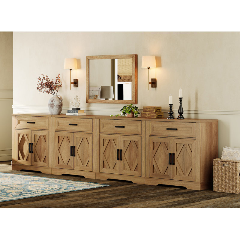 Laziza 126" W 4-in-1 TV Stand, Walnut