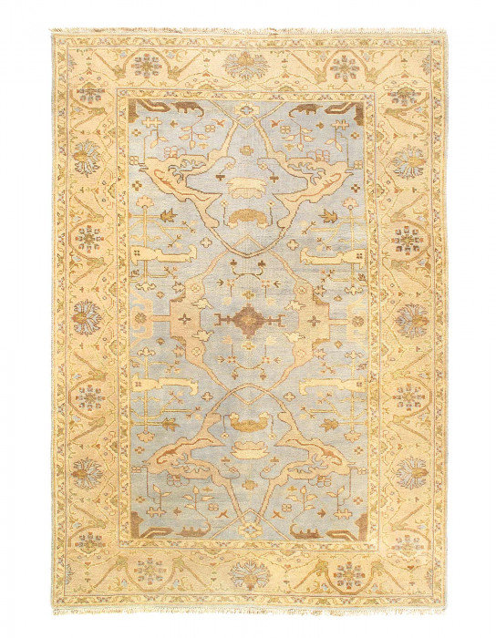 Tapis gris en laine d'agneau unique 5 pi 11 po x 8 pi 11 po Makyiah