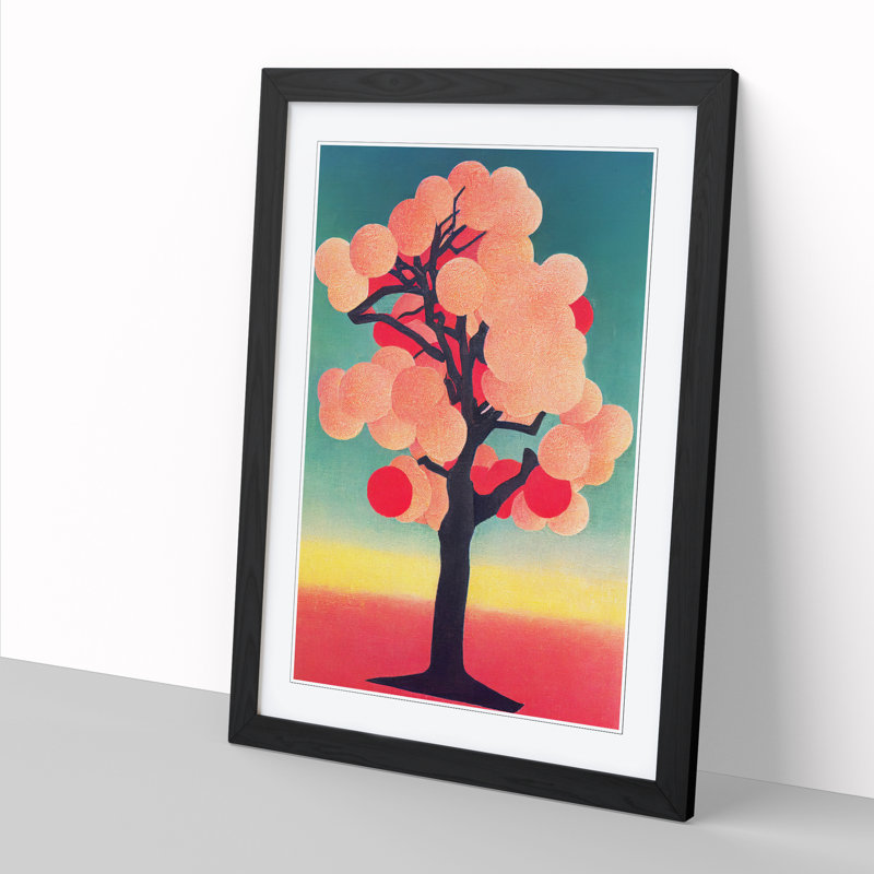 Peach Tree - Single Picture Frame Print, Black, 34cm H x 25cm W x 2cm D