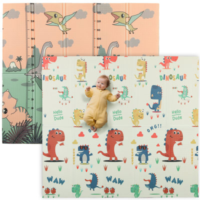 AIYAPLAY Baby Play Mat Foldable 196 x 176 x 1.5cm Dinosaur Theme