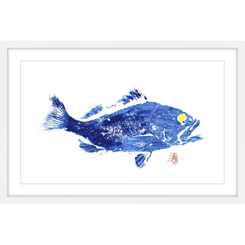 «Grouper in Blue», reproduction d'art encadrée, H 12 po x l 18 po x P 1,5 po
