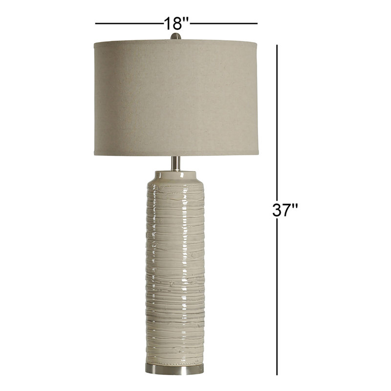 37" Off-White/Chrome Table Lamp