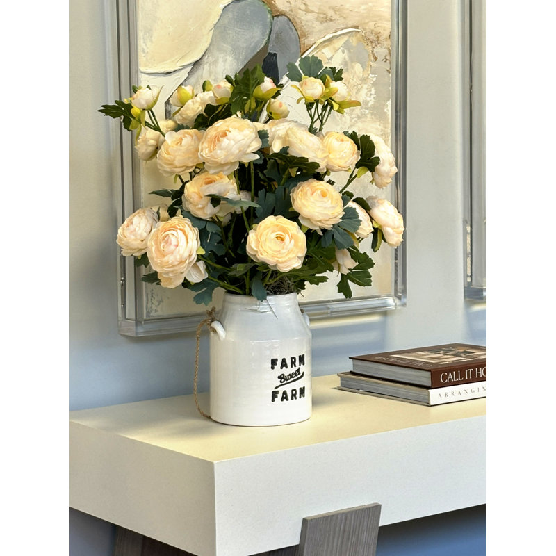 Ranunculus Arranged in a Ceramic Pot