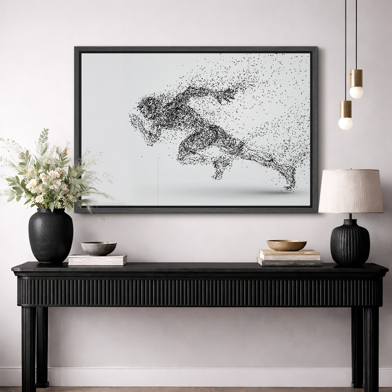 Sport «Explosion de points noirs et blancs, œuvres d'art de chemin de fer abstrait, grande impression numérique sur toile giclée»