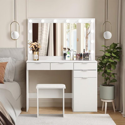 Braunstein Dressing Table with Mirror,105cm (W)×40cm (D)×140cm (H)