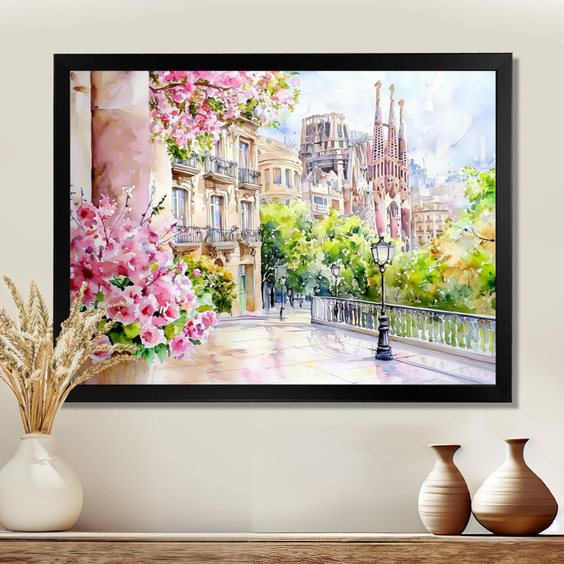 Décoration murale Barcelone en été I - Barcelone, H 30 po x l 40 po, Reproduction encadrée d'une seule photo sans pass, Noir