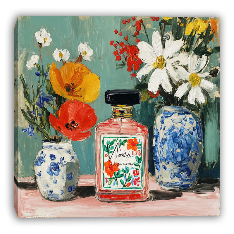 «Floral Perfume Still Life», art mural sur toile tendue, 30"W x 30"H x 1.5"D