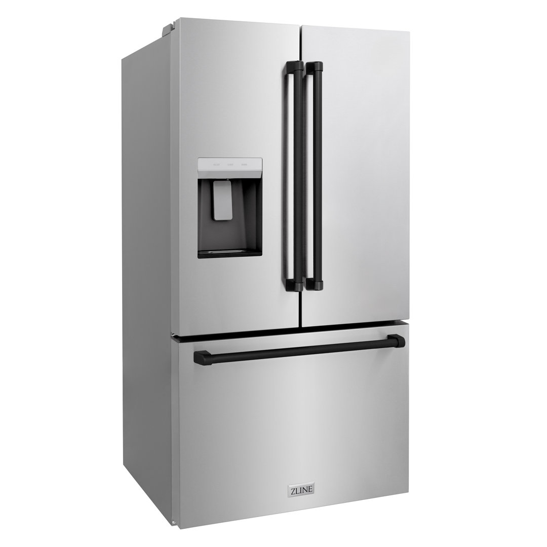 ZLINE 36 in. 28.9 cu. ft. Standard-Depth French Door External Water Dispenser Refrigerator with Dual Ice Maker ZLINE Accent 