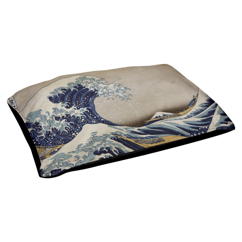 Coussin Burkart la grande vague, L 42 po x l 52 po, Brun / Bleu / Noir